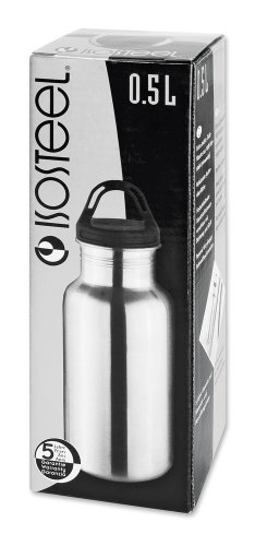 Isosteel VA-9715 Trinkflasche 0,5 L aus 18/8 Edelstahl mit festschließendem Kunststoff-Schraubverschluss für gängige Fahrradflaschenhalter - 4