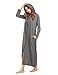 Produktbild Onbay Damen Langarm Bademantel Nachtwäsche mit Kaputze vorner Reißverschluss Hoodie Morgenmantel Lange Maxi Robe (L, Dunkelgrau**)