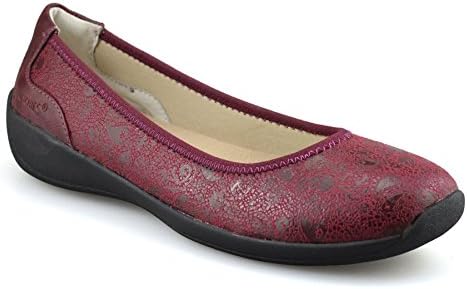 STRETCHIES Ladies Womens New Casual Flat Slip On Comfort Walking Summer Pumps Shoes Size[UK 7.5,Wine Wide]