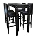 Produktbild Festnight 5-teilig Barset Bartisch Stehtisch mit 4 Barhocker Barstuhl Küchenbar Essgruppe Bargruppe Holztisch Holzstühle Schwarz