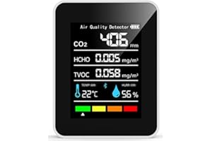 KIMISS Monitor de Calidad del Aire para Interiores, Detector Portátil de Dióxido de Carbono con Batería de CO2 5 en 1 HCHO TVOC Temp Humi Meter para el Hogar, Tienda de Cultivo, Bodega,