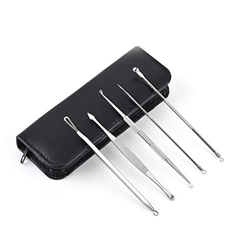 Oshide 5 Stücke Doppelseitig Mitesserentferner Komedonenquetscher Set Aus Edelstahl Gegen Pickel Whiteheads Akne