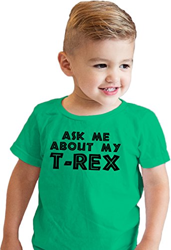 Toddler Ask Me About My Trex T Shirt Funny Cool Dinosaur Flip Up Tee For Kids (green) - 4T