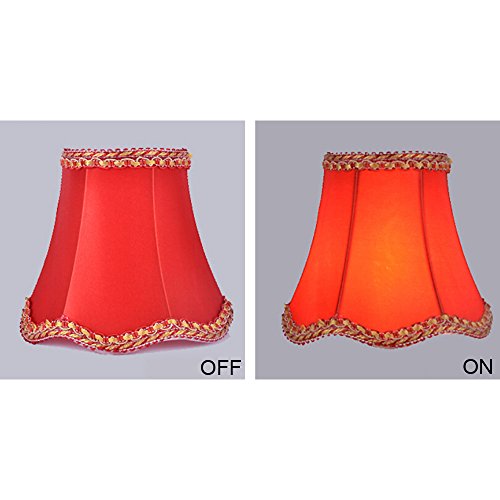 Eastlion Einfache moderne manuelle Stoff Lampenschirm für Kristallkerze Kronleuchter, Wand-Lampe, Mini-Tischlampe mit Wave-Brim Clip Lampenschirm 8x13x12cm Brown - 4