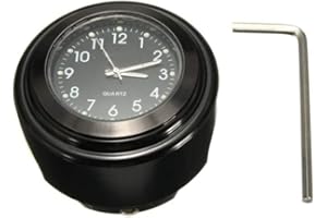 Viviance Motocyklowy zegar kwarcowy 7/8 cala wodoodporny chromowany uchwyt na kierownicę rowerową zegarek aluminiowy świecący zegar uniwersalny do większości Harley Suzuki, Yamaha, Kawasaki, Crusier