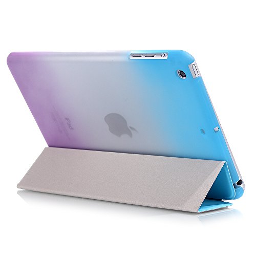 iPad Mini 3 Hülle, Deenor Rainbow Colour Series Smart Cover Transparent Back Cover Ultra Slim Light Weight Auto aufwachen / Schlaf Funktion Schutzhülle Hülle für Apple iPad Mini 1/2/3. (Sky blue and Purple) - 4
