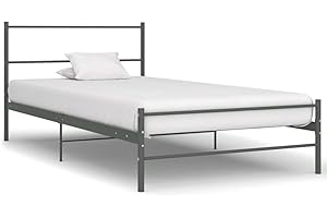 ‎VIDAXL vidaXL Rama łóżka, szara, metalowa, 100 x 200 cm