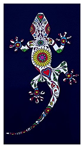 Badetuch, Strandtuch, Duschtuch, Handtuch - Gecko blau - Flower Power - 140 x 70 cm - Mikrofaser - Aktionspreis - NEU
