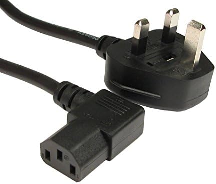 Power Cord UK Plug to Right Angle IEC C13 Cable (kettle lead) 1.5Meter for PC MonitorTV Printers, Photocopiers And Many Other Equipments