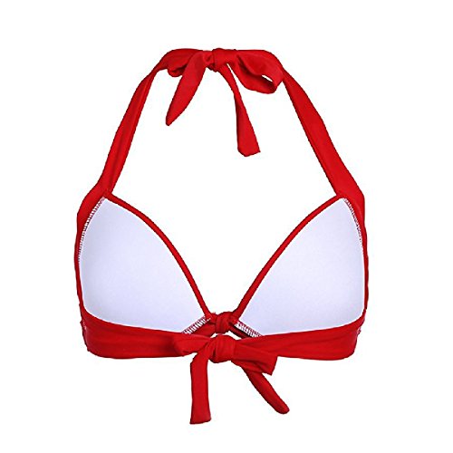 Gigileer Vintage 1950s Rockabilly Damen Bikini Oberteil Top Neckholder Push Up Bügellos - 2