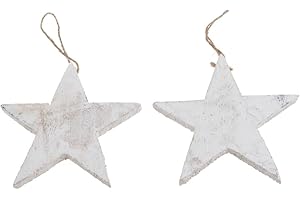 DEKO AS GMBH Holzsterne zum Aufhängen (Sterne weiß 15 cm)