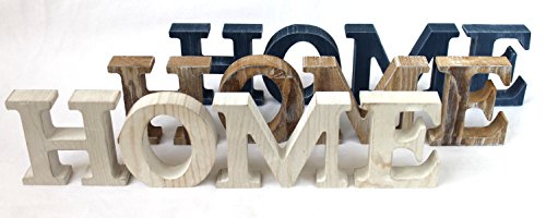 4 Holz Buchstaben HOME Höhe 8cm Tiefe 2cm 3 D Dekoration (Natur) - 2
