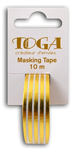 Toga MT106 Kreppband Streifen Washi Tape gold/weiß 4 x 9 x 5 cm - 2