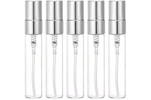 ENSLZ Mini flacone spray da 5 ml, trasparente, ricaricabile, da viaggio, per profumo, idratante, per feste, strumento portatile per il trucco, 10 pezzi (argento)