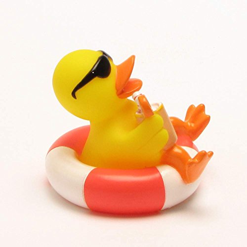 Badeente im Schwimmreif | Quietscheente | Duckshop | L: 8 cm - 3