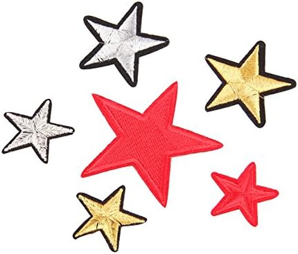 HUIXUN 6PCS Patches Mix Color Star Embroidered Iron On Patch For Clothing Jacket Applique Applique DIY Accessory