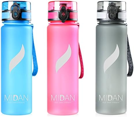 Midan BPA Free Water Bottle, Flip Top, Sports Water bottle, in 650ml and 800ml, Ideal for Running, Walking, Cycling, Hiking, Camping, Yoga, Gym, Office, School, Travel and Daily Use (Pink, 650ml)