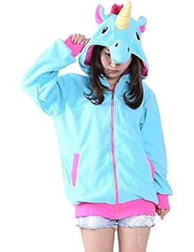 (VIELE FARBEN) Katara 1791 - Einhorn-Pulli, Süßes Sweatshirt mit Kapuze, witzige Jacke mit Nase, Ohren, Horn,...