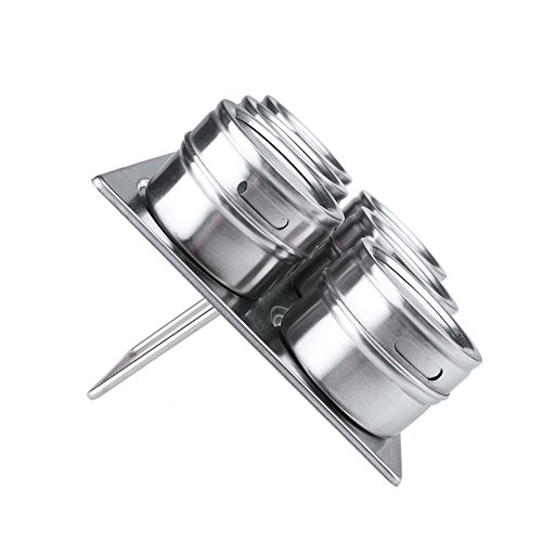 6 Stück Metall Küche Würze Lagerung Tank Set Edelstahl Magnetische Gewürz Gläser mit Rack Set Praktische und langlebige Küche Zubehör Werkzeugkiste - 3