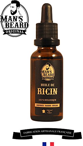 Man's beard - Huile de Ricin 100% Biologique, Pure et Naturelle - 30 ml - Soin pour Barbe, Cheveux, Ongles