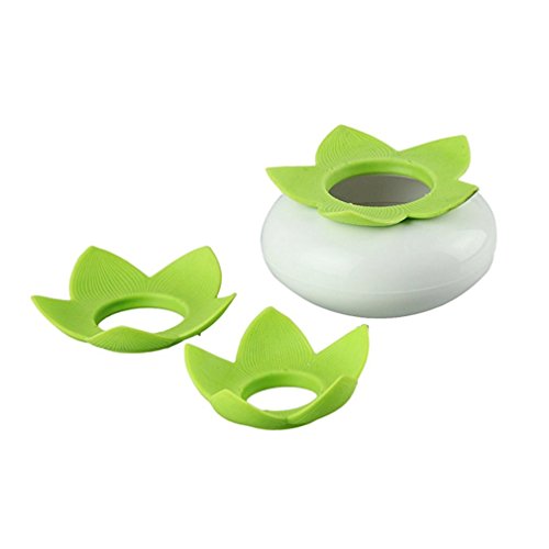 Ailiebhaus Lotus Blumen Cotton Halter Aufbewahrung Box Zahnstocherspender mit Abdeckung Grün - 4