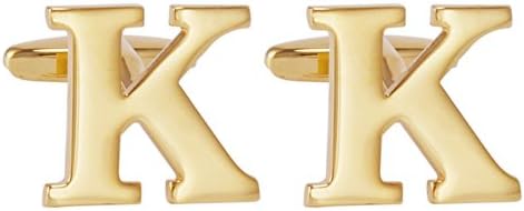 SaluttoMen's Gold Alphabet Cufflinks 1 Pair with Gift Box