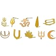 morir Pack of 10 Golden Spiritual Charm Forehead Tilak/Teeka Puja Tool Hindu Deity Ornaments For Men Women Teen Girls Kids (Small Size)