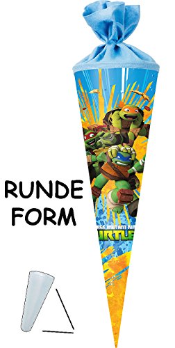 Schultüte – “ Teenage Mutant Ninja Turtles “ – 22 / 35 / 50 / 70 / 85 cm – incl. SCHLEIFE – Zuckertüte ALLE Größen – mit / ohne Kunststoff Spitze – für Jungen – Turles Hero / TMHT – Leonardo Donatello – Schildkröten - 4
