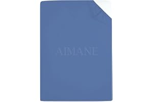 AIMANE® Single Fitted Sheet 90 x 190 CM Non Iron Percale Easy Care Poly Cotton Fitted Bed Sheet Perfect for Single Size Mattress (Blue)