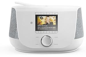 Hama DAB+ Digitalradio Internetradio (Smart Radio mit 2-Wege-Lautsprecher & Handy-Ladefunktion, WLAN/DAB/DAB+/FM, Bluetooth/Spotify Streaming, Stationstasten, Radio-Wecker, App) in Weiß