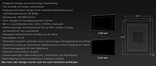 Lux~aqua Design Spiegel beschichtet LED Beleuchtung mit 320 Lumen 6400K 1243W - 5