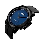 Quarzuhr, koiiko Klassische Quarz-Armbanduhr mit umweltfreundlicher Silikon Schultergurt und Edelstahl Schnalle, 30 m Wasserdicht und IP Schwarz-Beschichtung für Damen und Herren