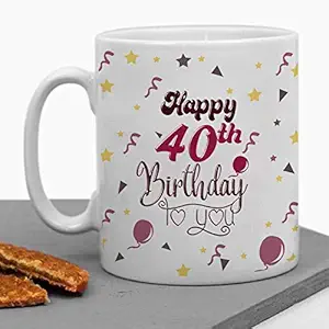 LOF 40th Happy Birthday Gift for Sister | Brother |Son | Daughter Ceramic Printed Mug
