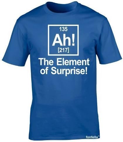 Fonfella Boy's Girl's AH ! THE ELEMENT OF SURPRISE ! (XL-Age-12-13 - ROYAL BLUE) T SHIRT
