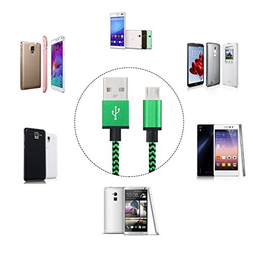 Hosaire 3pcs Datenkabel Android USB Cable Mehrfarben Nylon Phone USB Kabel für Samsung, HTC, Nokia, Sony Usw(1M),Grun - 6