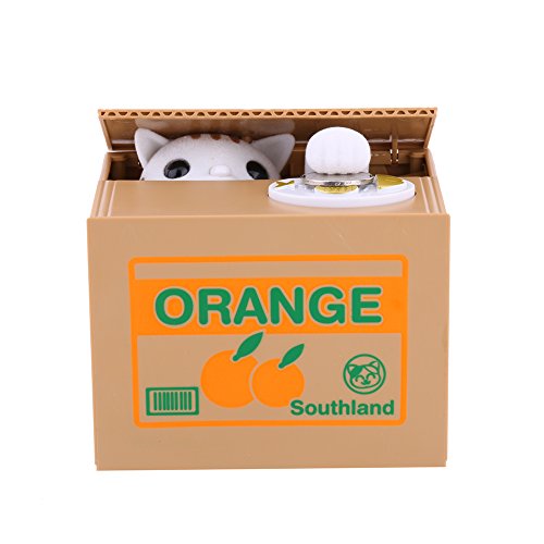 Elektrische Münzbehälter Elektrische Katze Spielzeug Interessante Geschenk für Kinder (Orange Katze) - 7