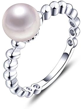 YL Jewelry Damen Ring 925 Sterlingsilber 8 mm Frischwasserperlen Ring Schmuck