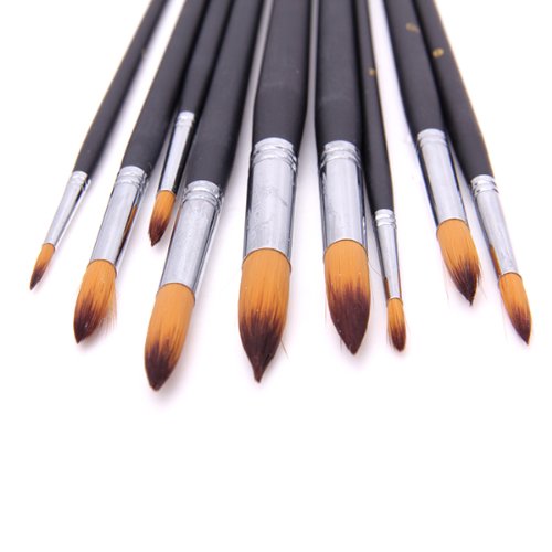9 Stück Künstler malen mit dem Pinsel Set Runde Spitze Nylon Aquarell Acrylfarbe Haarbürsten - 4
