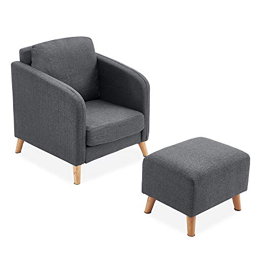 Autofamily Fauteuil Style Scandinave En Tissu Avec Repose