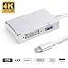 Produktbild EVERGRANDE USB C auf HDMI/VGA/DVI Adapter 4 in 1 USB 3.1 Typ C zu VGA HDMI 4K/60Hz Ultra HD Konverter Dual Display Multiports für 2017/2018 MacBook Pro/Chromebook/Samsung Galaxy S8 und Mehr