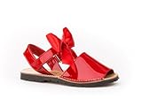  Sandalias Menorquinas Charol con Lazo para Niñas Todo Piel mod.206. Calzado infantil Made in Spain, Garantia de Calidad. (25, Rojo)