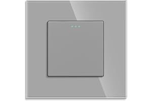 JIMEIDA Włącznik światła, 1-krotny, 2-drożny, szklany włącznik światła, szary, podtynkowy, przełącznik ścienny, kryształowy przełącznik dźwigienkowy, 10 A, 250 V