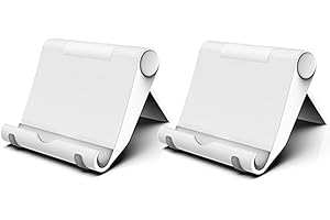 FadyDail Lot de 2 Supports de Téléphone Portable Pliables et Réglables - Compatible avec iPhone 16 15 14 13 12 11 Mini Pro Max, Samsung Huawei Tablette et Autres Smartphones (Blanc)
