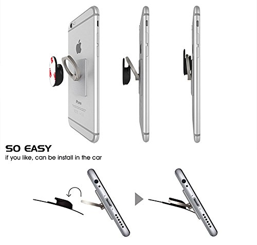 Handy Ring Halter, bidear (TM) [Anti Drop Ring Grip] Phone Ring mit Ständer und 360 ° drehbar Auto Mount Base für Handy und Tablets [Sony/Samsung/Apple/HTC/Huawei & More] - 3