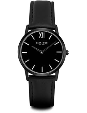 Eastside Damenuhr Edelstahl schwarz Echtleder schwarz 3 ATM - Quarzuhr für Damen Fashion Minimalistische Uhr