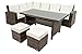 Produktbild OUTFLEXX Dining Lounge aus braun marmoriertem Polyrattan, für 7-8 Personen, inkl. komfortable Polster, Lounge-Esstisch ca. 150x80cm