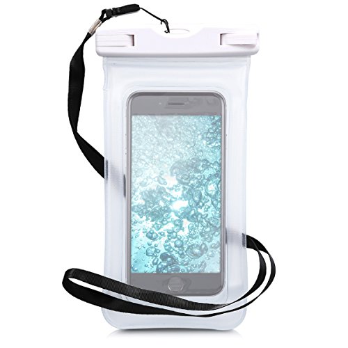 kwmobile VerschlieÃŸbare Smartphone Outdoor Beachbag Tasche - SchutzhÃ¼lle mit Armschlaufe - Schwimmt im Wasser - Handy Beach Bag in WeiÃŸ Transparent