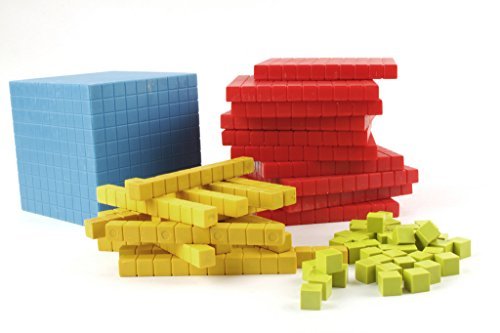 Wisetime Base Ten Blocks (131 Pcs.) Plastic Set In 4 Different Colors, Dience Block Se...