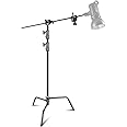 Neewer 100% acciaio resistente, supporto a C, per fotografia professionale, con braccio estensibile, 2 testine e base a tarta