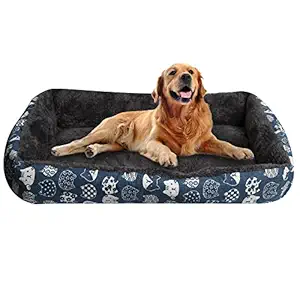 MABV Anti-Slip Base Raised Edge Ultra Soft Fur Comfortable Cum Washable Dog/Cat Bed - Suitable for Large, Medium and Small Breeds